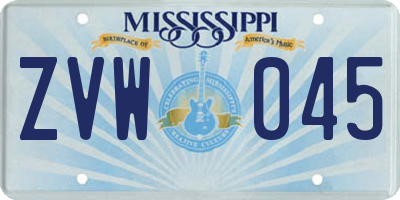 MS license plate ZVW045