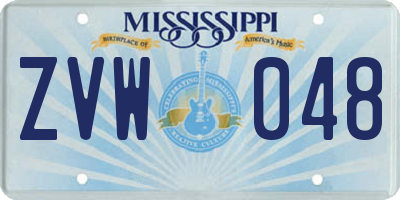 MS license plate ZVW048