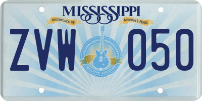 MS license plate ZVW050