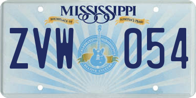 MS license plate ZVW054