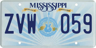 MS license plate ZVW059