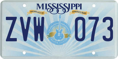 MS license plate ZVW073