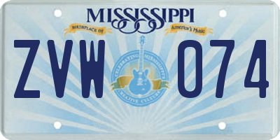 MS license plate ZVW074