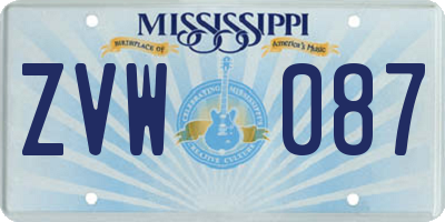 MS license plate ZVW087
