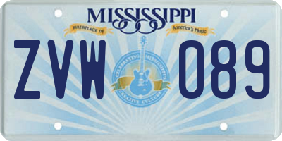 MS license plate ZVW089