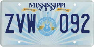 MS license plate ZVW092