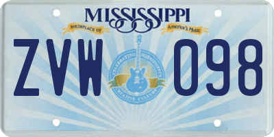 MS license plate ZVW098