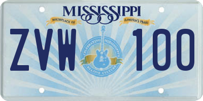 MS license plate ZVW100