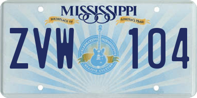 MS license plate ZVW104