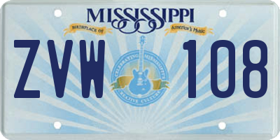 MS license plate ZVW108