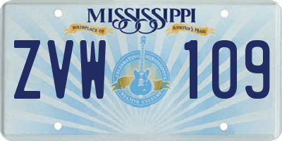 MS license plate ZVW109