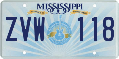 MS license plate ZVW118