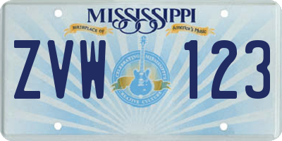 MS license plate ZVW123
