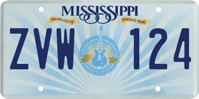 MS license plate ZVW124