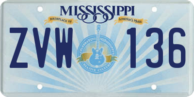 MS license plate ZVW136