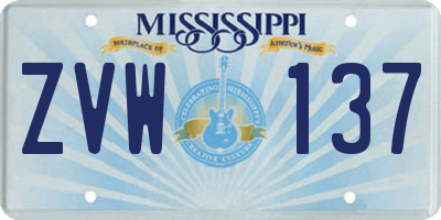 MS license plate ZVW137
