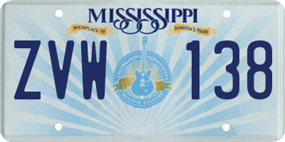 MS license plate ZVW138