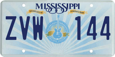 MS license plate ZVW144