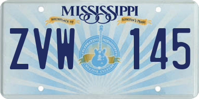 MS license plate ZVW145