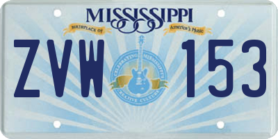 MS license plate ZVW153