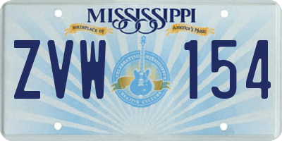 MS license plate ZVW154