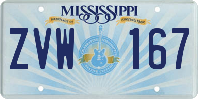 MS license plate ZVW167