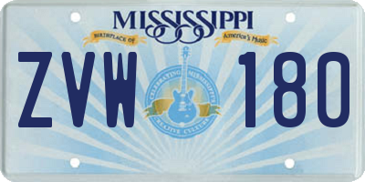 MS license plate ZVW180