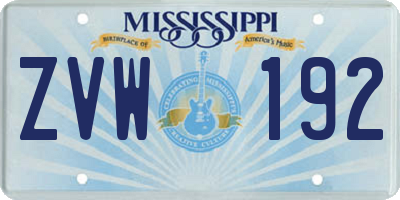 MS license plate ZVW192