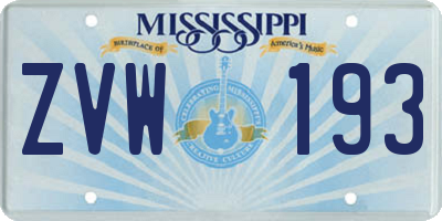 MS license plate ZVW193