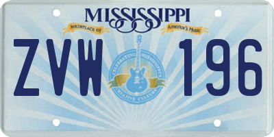 MS license plate ZVW196
