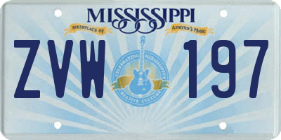MS license plate ZVW197