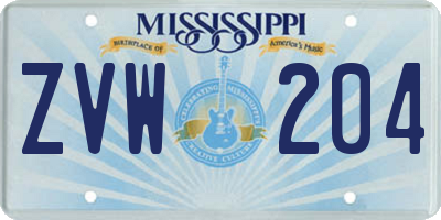 MS license plate ZVW204