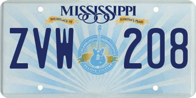 MS license plate ZVW208