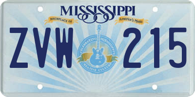 MS license plate ZVW215