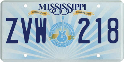 MS license plate ZVW218
