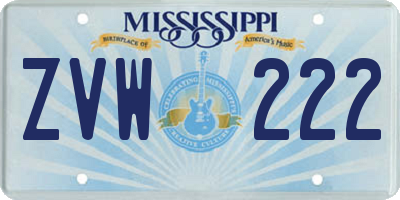 MS license plate ZVW222