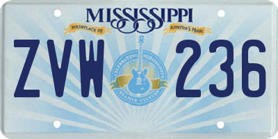 MS license plate ZVW236