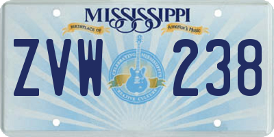 MS license plate ZVW238