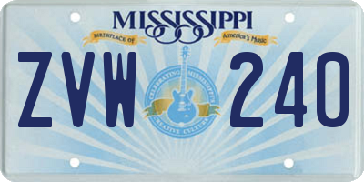MS license plate ZVW240