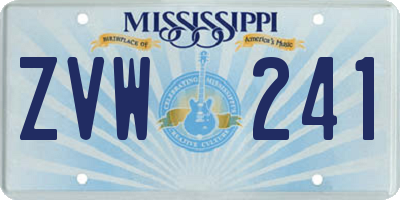 MS license plate ZVW241