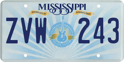 MS license plate ZVW243