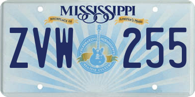 MS license plate ZVW255