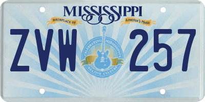 MS license plate ZVW257