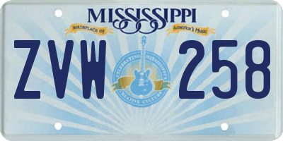 MS license plate ZVW258