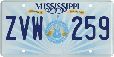 MS license plate ZVW259