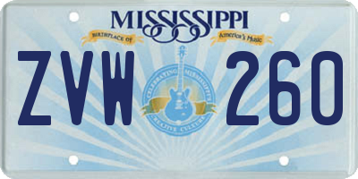MS license plate ZVW260