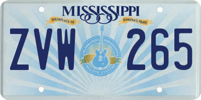 MS license plate ZVW265