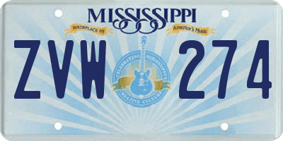 MS license plate ZVW274