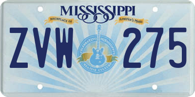 MS license plate ZVW275
