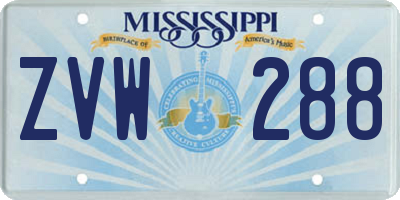 MS license plate ZVW288